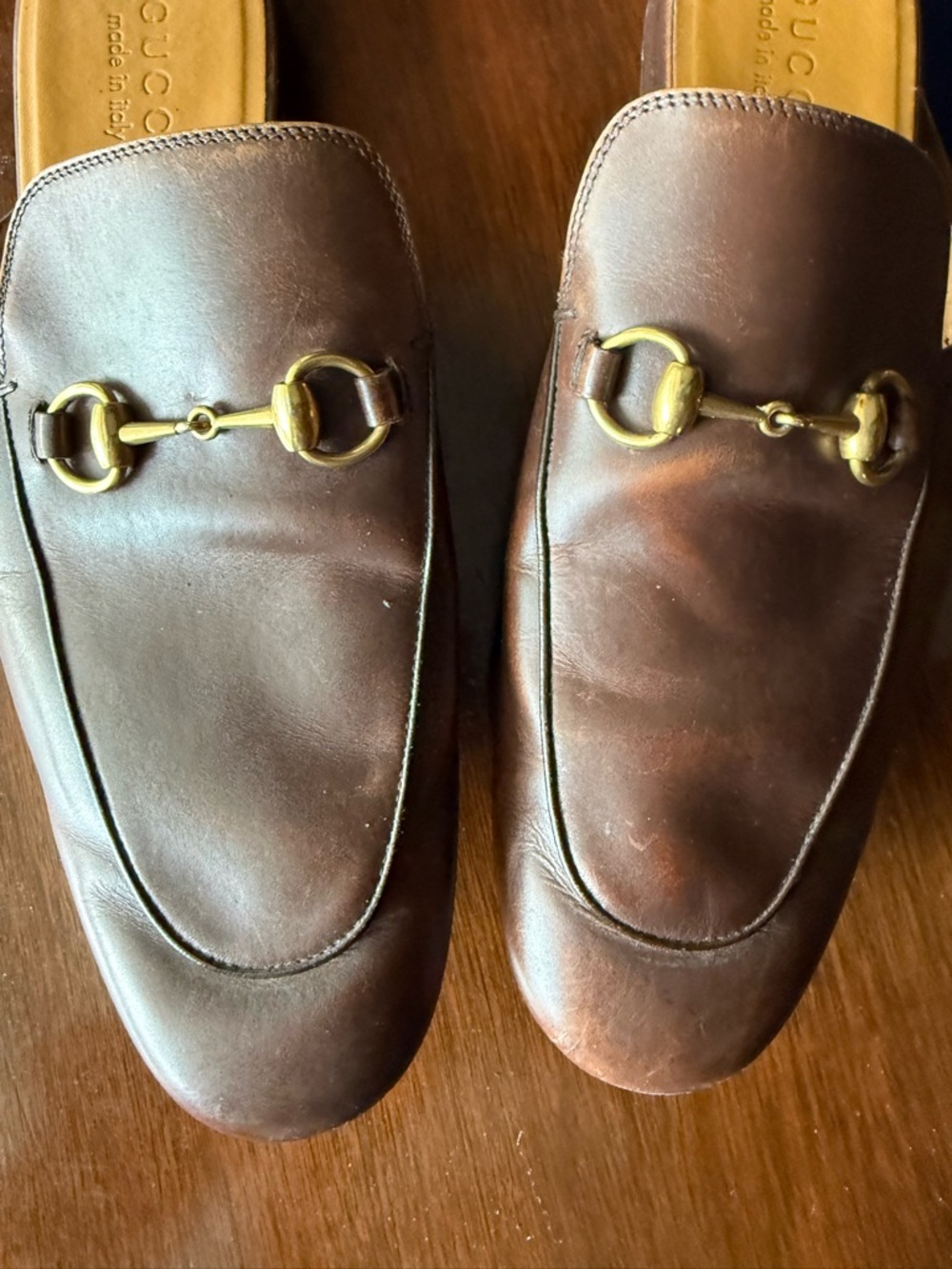 Gucci Brown Leather Horsebit Mules
